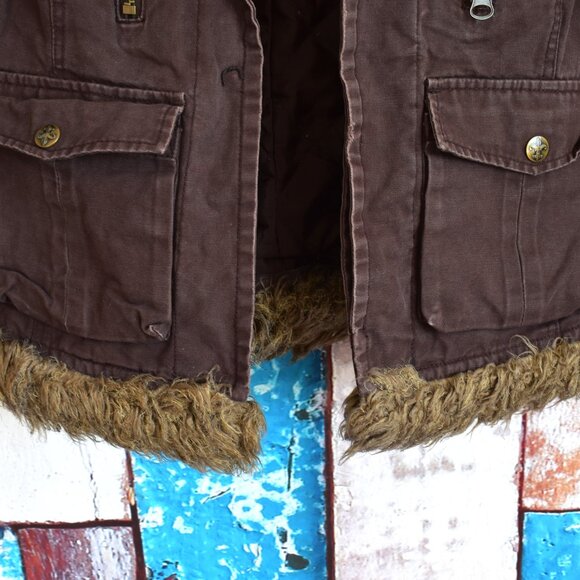 Women's BB Dakota Jacket with Snap On-Neck Faux Fur Liner SMALL Brown - Picture 8 of 15